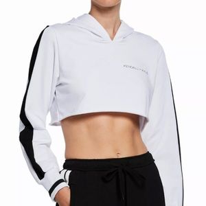 Kendall Kylie Striped Cropped Hoodie